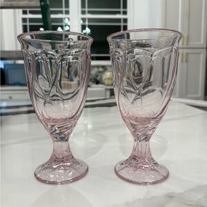 Blush Pink Swirl Goblets | Vintage-Style Stemware | Set of 2